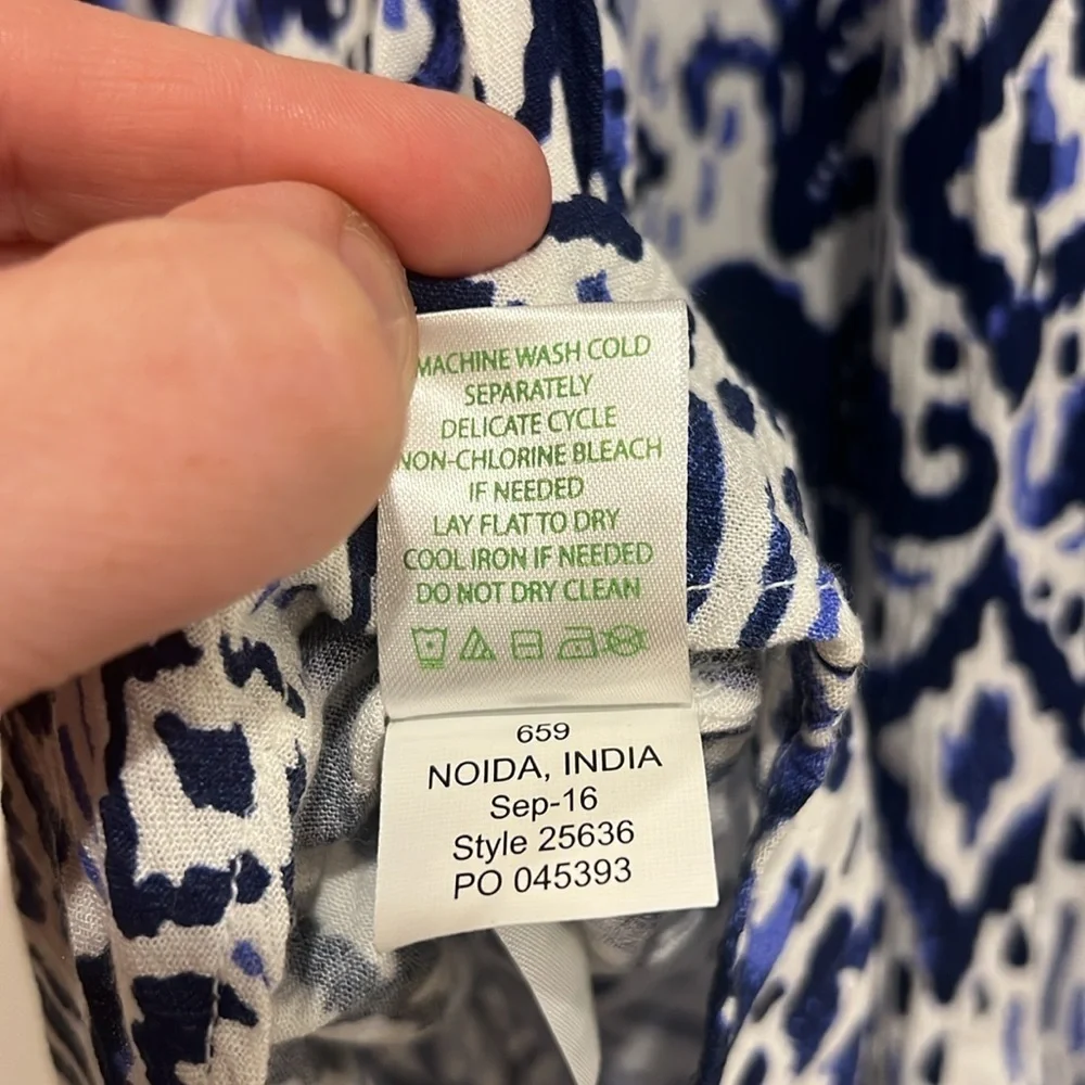 Lilly Pulitzer Nita Cover Up Womens Blue White Print Off Shoulder Size XS - Picture 7 of 8